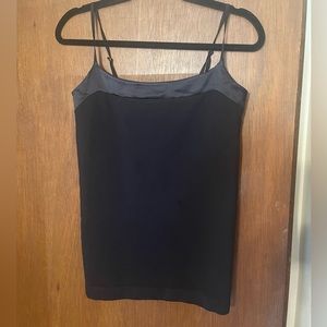 Banana Republic Black Top Adjustable Straps With Satin Strip Camisole Sz L NWOT